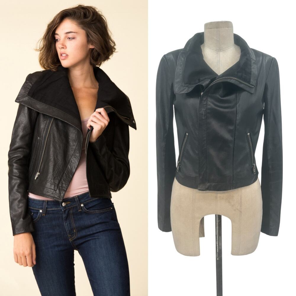 Veda Max Classic Leather‎ Jacket Black Motorcycle Moto Size